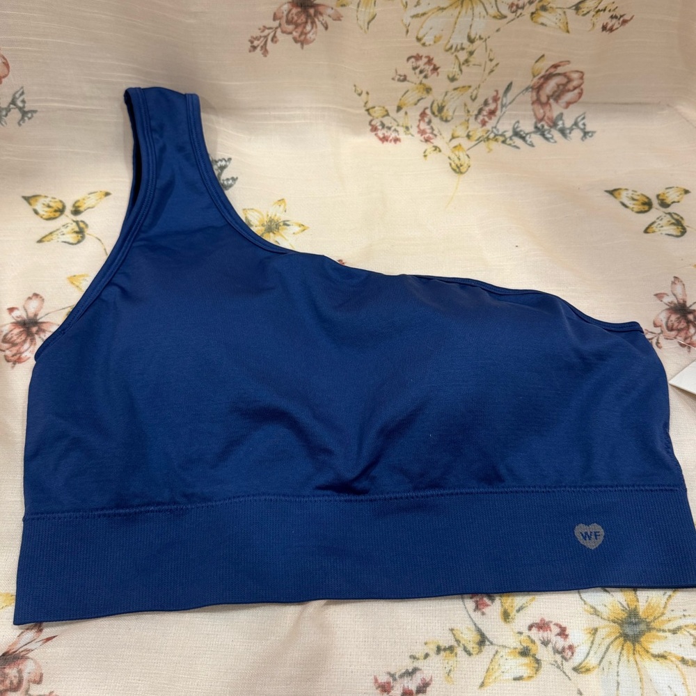NWT Wildfox Sweat Women's Padded XL Athletic Sports Bra Blue One Shoulder